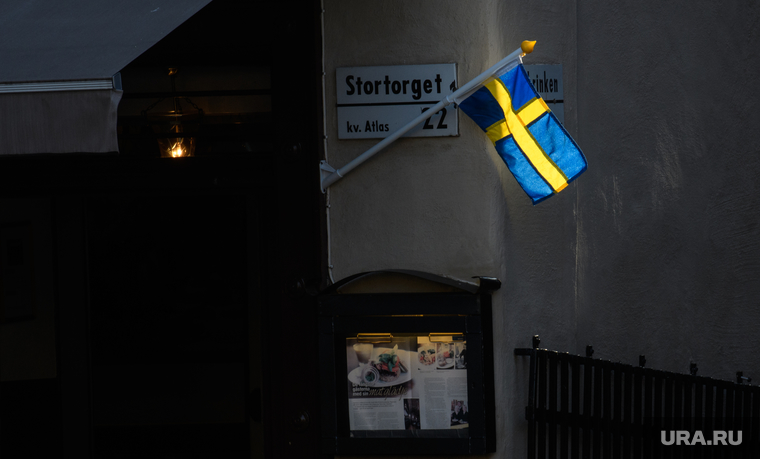 Виды Стокгольма. Швеция, флаг швеции