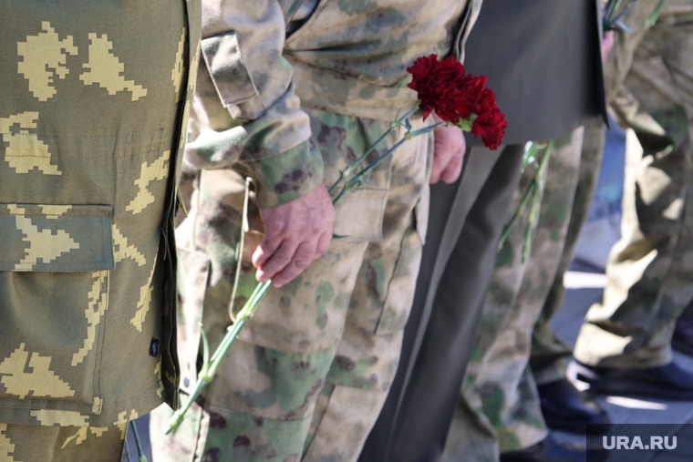 День памяти участников боевых действий. Курган, военные, цветы, гвоздика