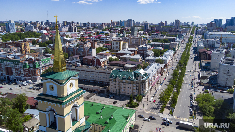 Виды города. Пермь, комсомольский проспект, вид города с высоты, компроспект