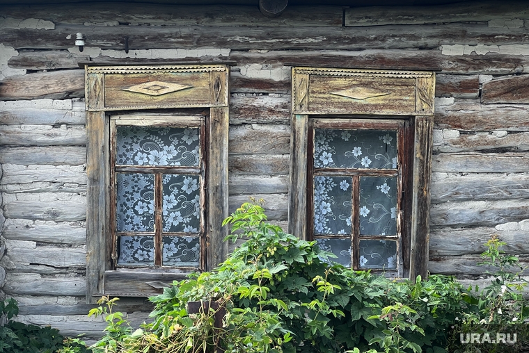 Деревня Чебаки. Макушинский район. Курган, старый дом, окна