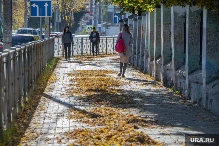На городских улицах — опавшие листья