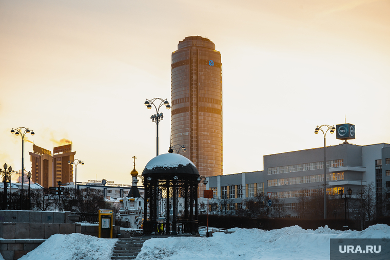 Виды Екатеринбурга, бц высоцкий, зима, город екатеринбург, виды города