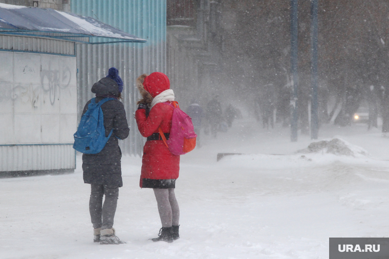 Снег, пурга в городе
Курган, снег, школьницы, метель, пурга
