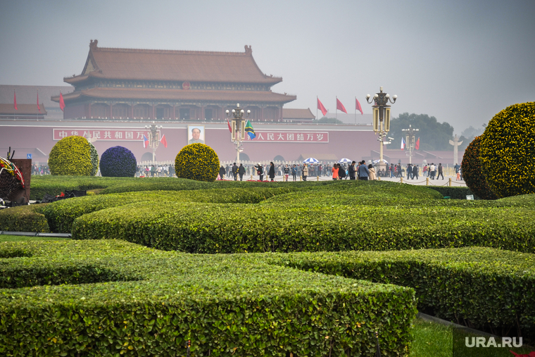 Пекин. Китай, пекин, площадь тяньаньмэнь, зелень