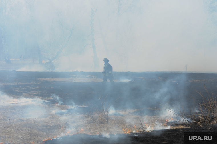 Лесные пожары. Учения МЧС. Челябинск, дым, пожар, трава горит