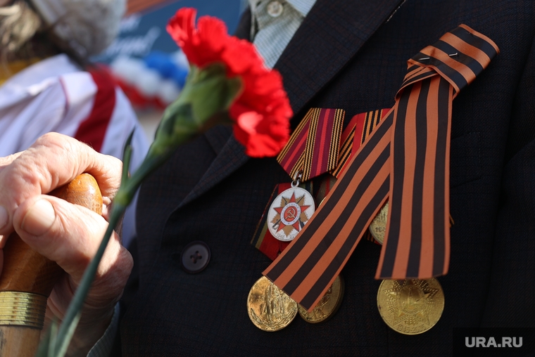 Поезд победы. Курган , ордена, ветеран, медали, день победы, ветеран вов, гвоздика