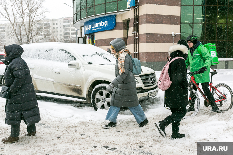 Снегопад. Тюмень, зима, пешеходы, снегопад