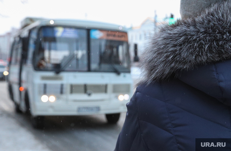 Мосгортранс. Курган, зима, пассажир, автобус, теплая одежда, ожидание автобуса