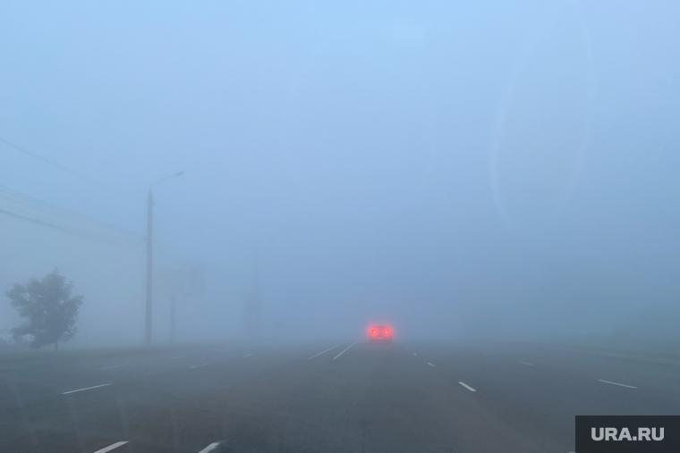 Туман на автодороге М5. Челябинск, трасса, м5, дорога, туман, метеоусловия, м-5