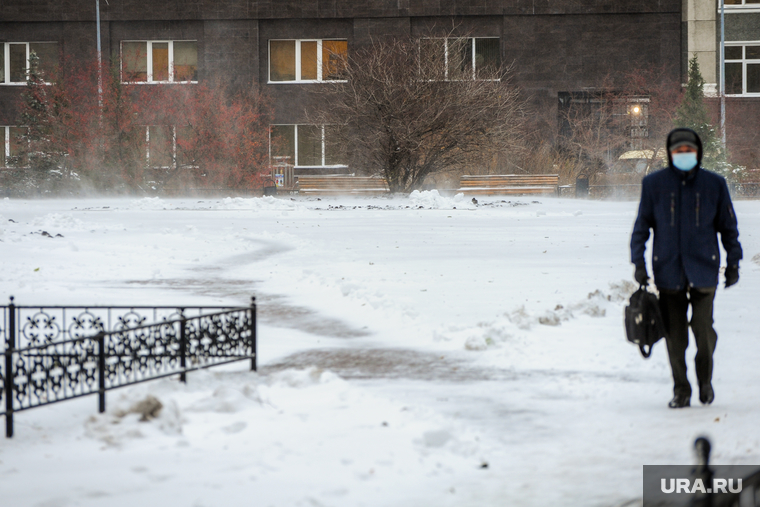 Снегопад. Челябинск, снег, пешеход, зима, буран, ветер, метель, снегопад