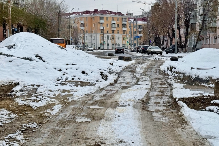 Город. Курган
, улица коли мяготина, ремонт дороги