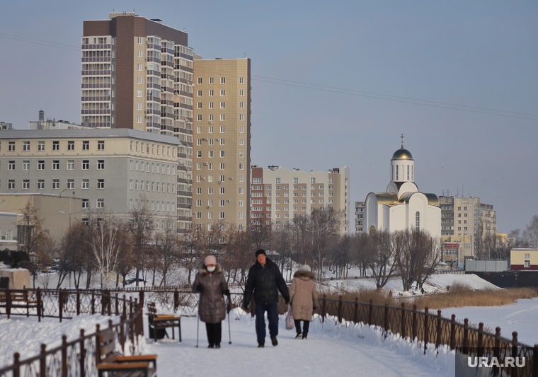 Город. Курган, набережная, зима, город курган, набережная тобола
