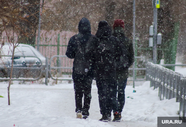 Виды города. Курган, снег, зима, подростки, зимние каникулы