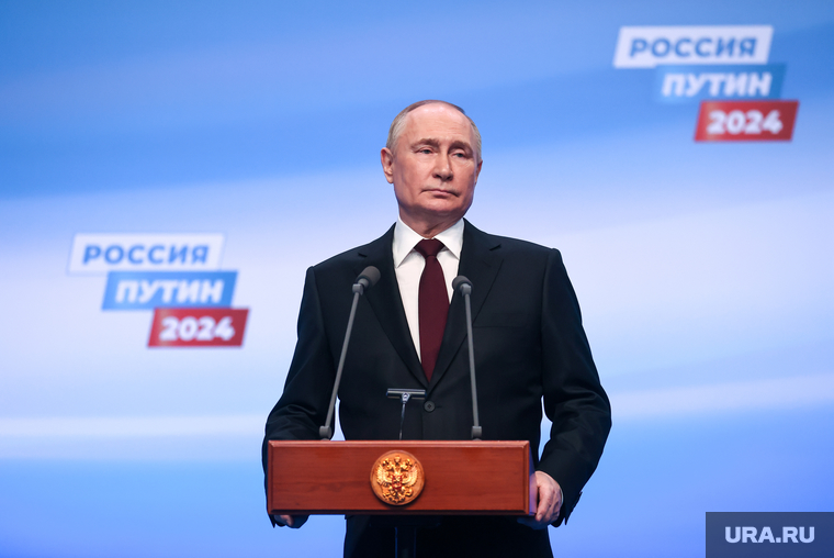 Президент России Владимир Путин на пресс-конференции после окончания голосования на президентских выборах 2024. Москва, путин владимир