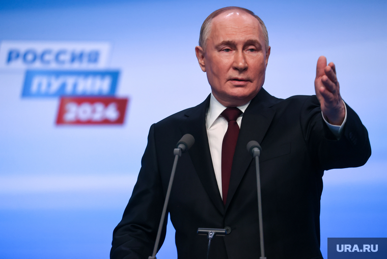 Президент России Владимир Путин на пресс-конференции после окончания голосования на президентских выборах 2024. Москва, путин владимир