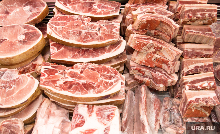 Клипарт. Санкт-Петербург, продукты, свинина, заморозка, прилавок, рынок, мясо
