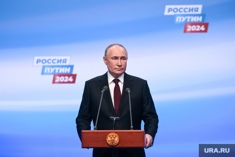 Президент России Владимир Путин на пресс-конференции после окончания голосования на президентских выборах 2024. Москва, путин владимир