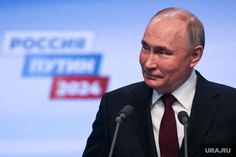 Президент России Владимир Путин на пресс-конференции после окончания голосования на президентских выборах 2024. Москва, путин владимир