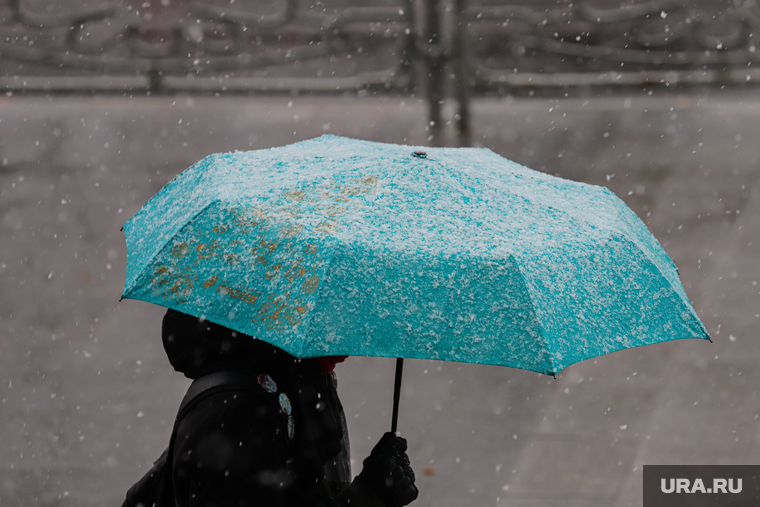 Первый снег. Екатеринбург, зонт, непогода, зонтик, снегопад