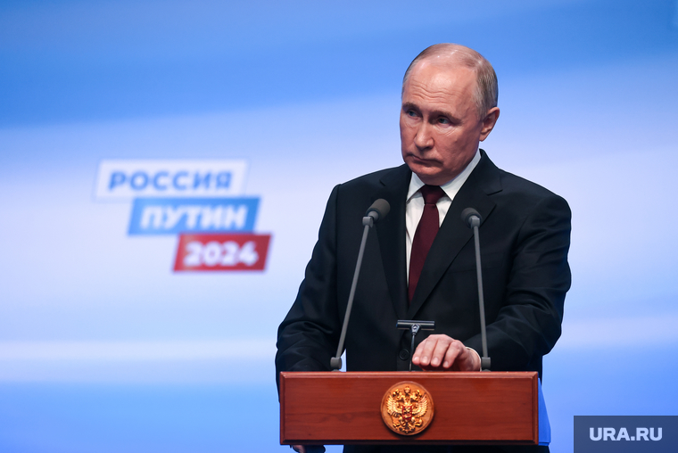 Президент России Владимир Путин на пресс-конференции после окончания голосования на президентских выборах 2024. Москва, путин владимир