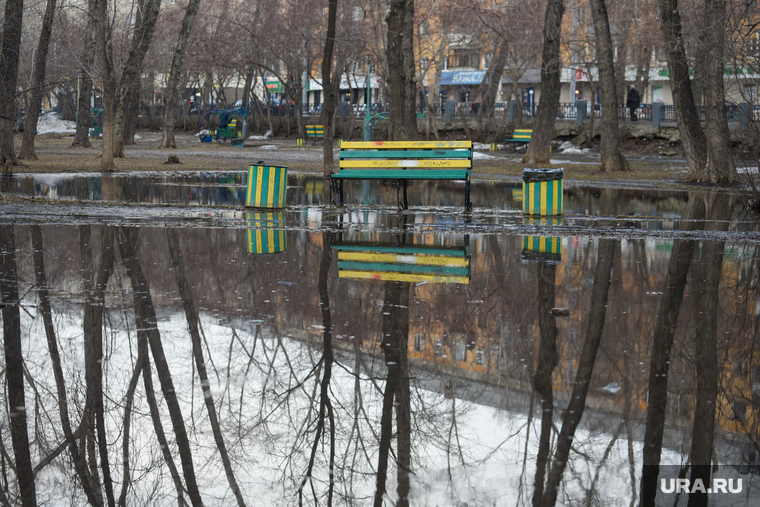 Лужи в парке на пересечении Бажова - Малышева. Екатеринбург , лужа, деревья, отражение, парк