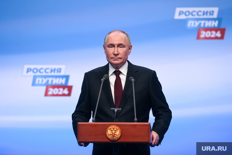 Президент России Владимир Путин на пресс-конференции после окончания голосования на президентских выборах 2024. Москва, путин владимир