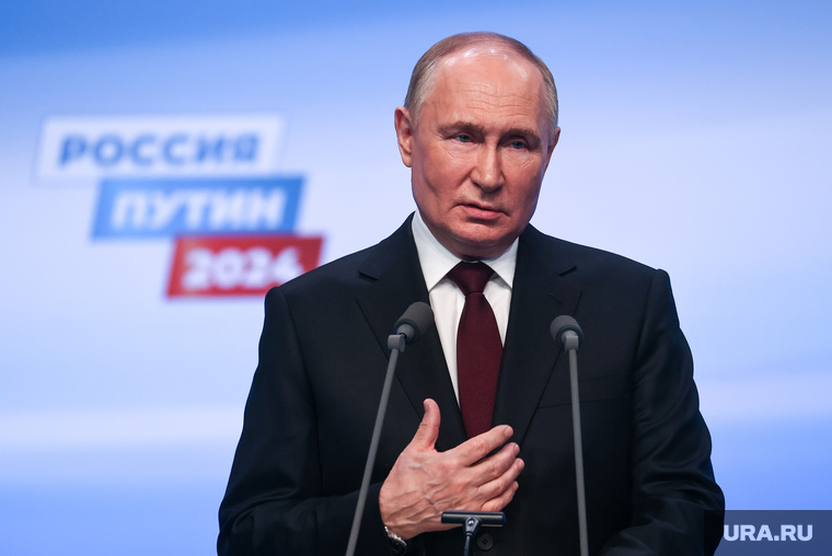 Президент России Владимир Путин на пресс-конференции после окончания голосования на президентских выборах 2024. Москва, путин владимир