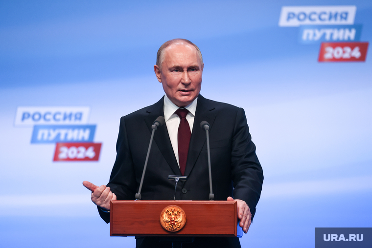 Президент России Владимир Путин на пресс-конференции после окончания голосования на президентских выборах 2024. Москва, путин владимир
