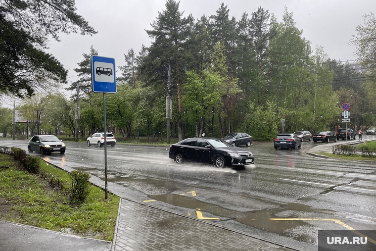 Снегопад. Челябинск, автотранспорт, лесопарковая улица, снегопад, дорога, сырость, дождь