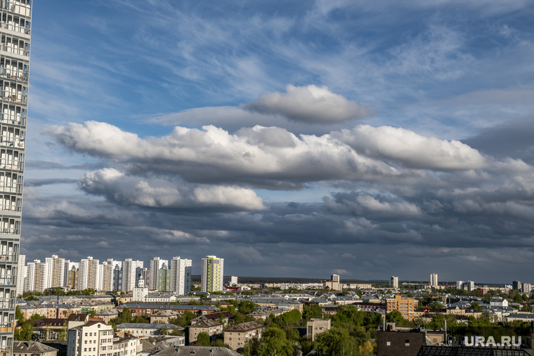 Завод Tentorium Rulan. Пермь, вид города с высоты, облака над городом, панорама перми