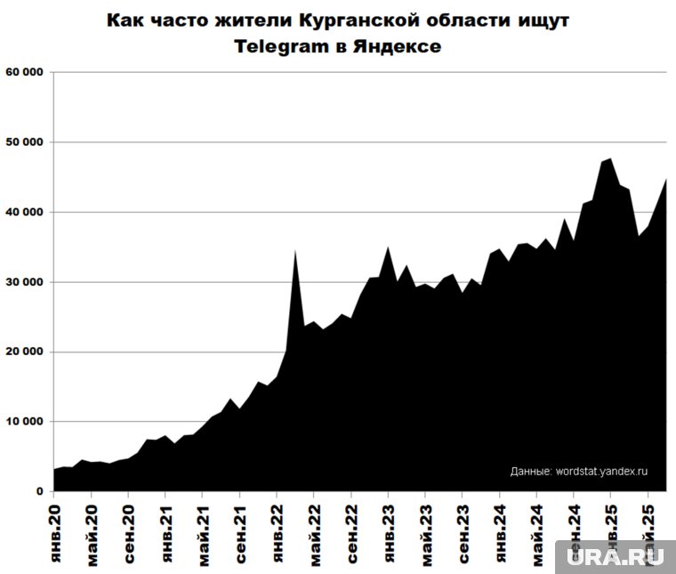 Количество поисковых запросов в Курганской области за пять лет