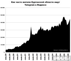 Количество поисковых запросов в Курганской области за пять лет
