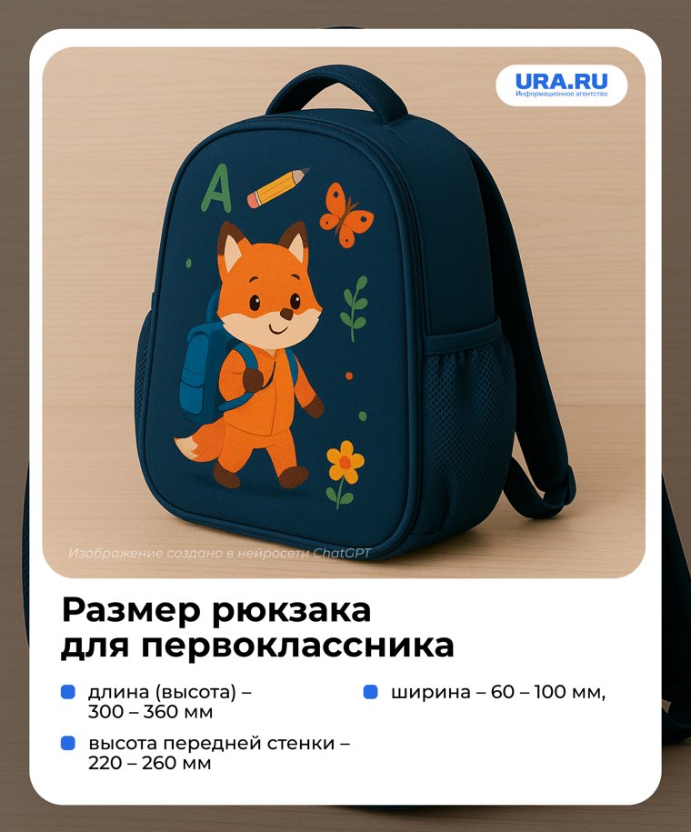 Рюкзак нужно выбирать в соответствии с ростом и весом первоклассника