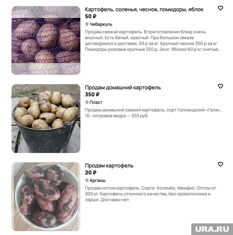 Цены на картофель на популярной площадке объявлений субъективны и не основаны на рыночной стоимости