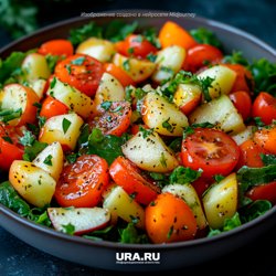 В этом салате сочетаются овощи и фрукт