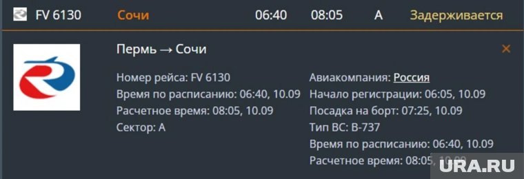 Остальные самолеты отправляют из Перми по расписанию