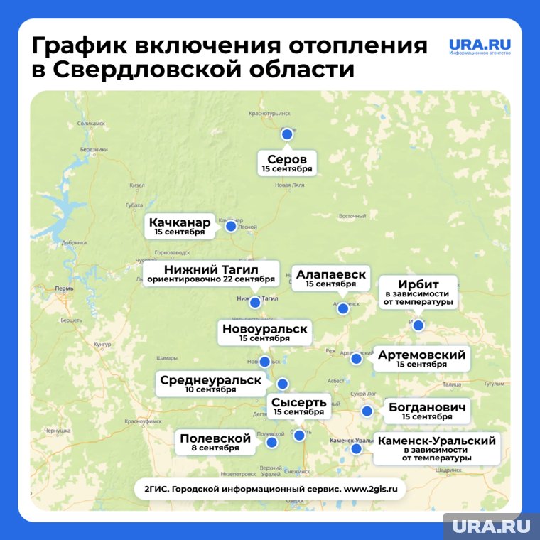 Отопление включат в основном 15 сентября