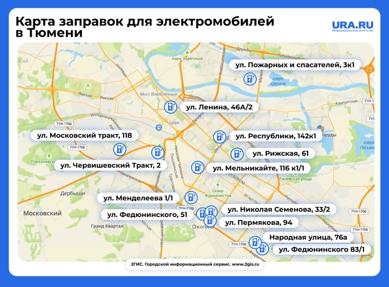 Карта заправок для электромобилей