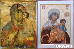 Слева направо: древний и современный варианты иконы
