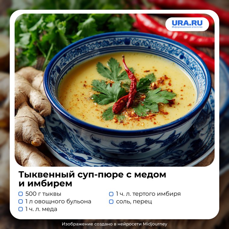 Тыквенный суп-пюре с медом и имбирем