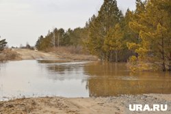 Паводковые воды затопили дорогу к деревне Красный Октябрь