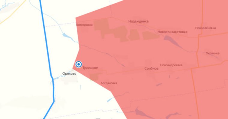 ВС РФ находятся между Орехово и Троицким и сейчас продвигаются в направлении Котляровки