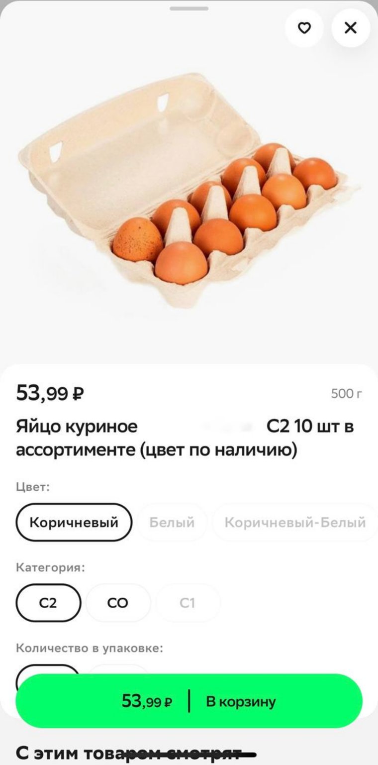 Минимальная стоимость яиц в городе 