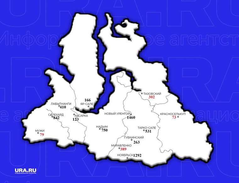 Количество преступлений в городах и районах ЯНАО в 2024 году