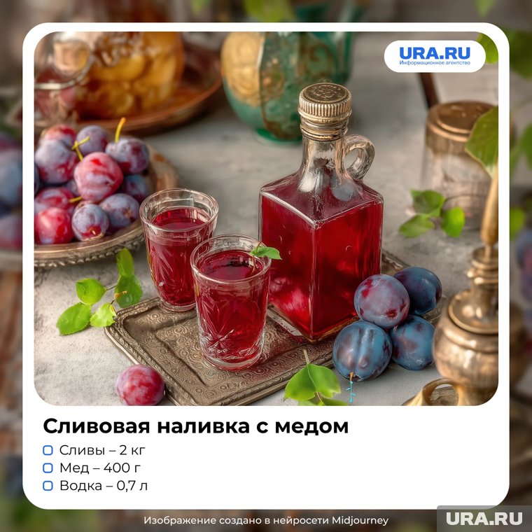 Нежная наливка с мягким вкусом спелых слив и ароматом меда