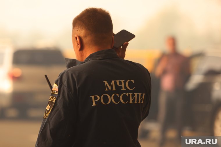 Сотрудники МЧС тушат пожар