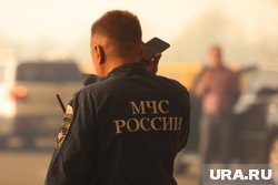 Сотрудники МЧС тушат пожар