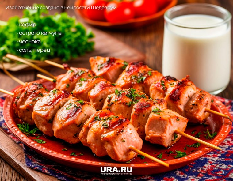 Кефир делает шашлык сочным и мягким