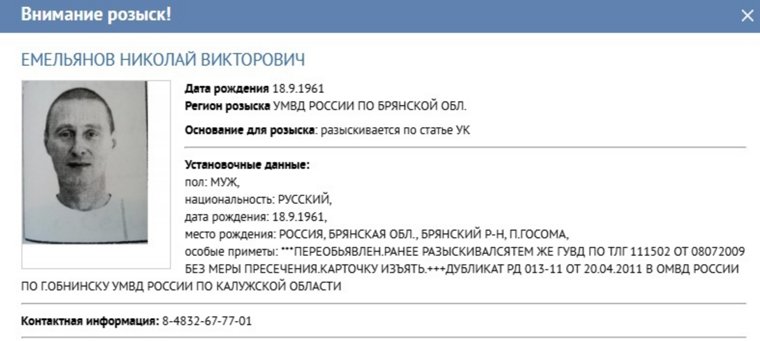 Карточка Николая Емельянова