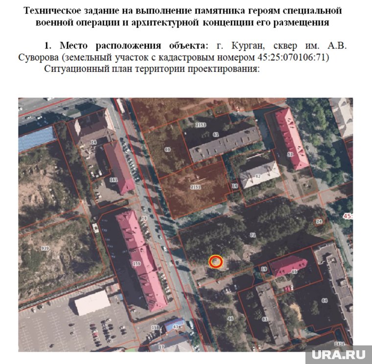 Расположение памятника в Кургане